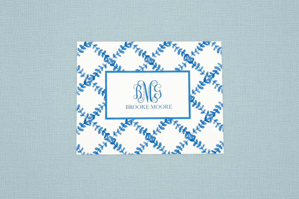 Blue Trellis Foldover Note
