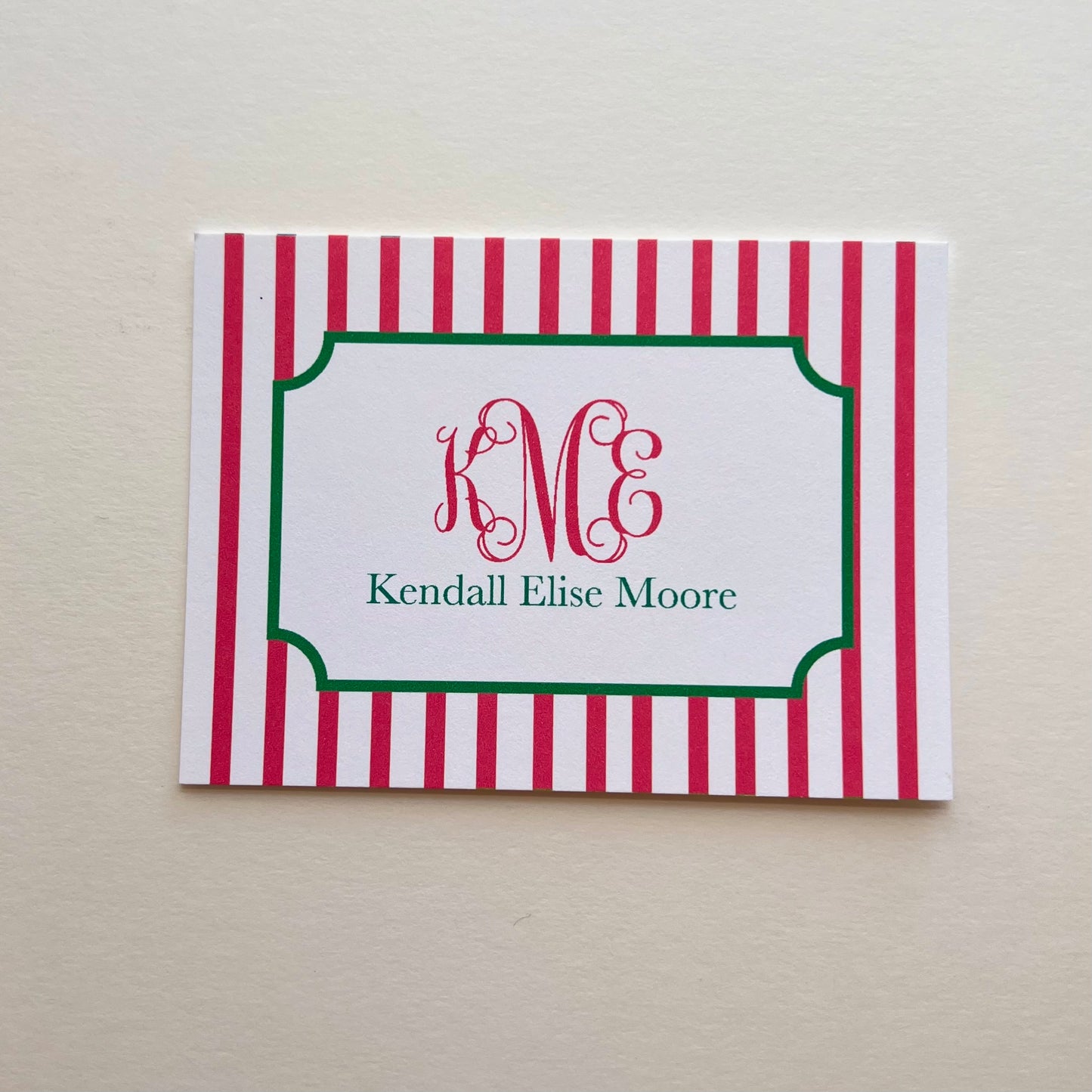 Script Monogram and Stripe Enclosure Card