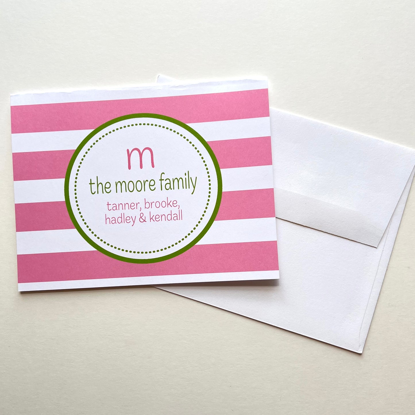 Pink and Green Stripe Foldover Note