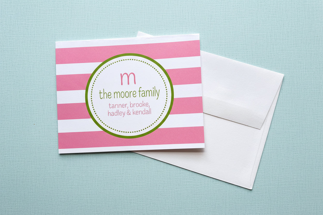 Pink and Green Stripe Foldover Note