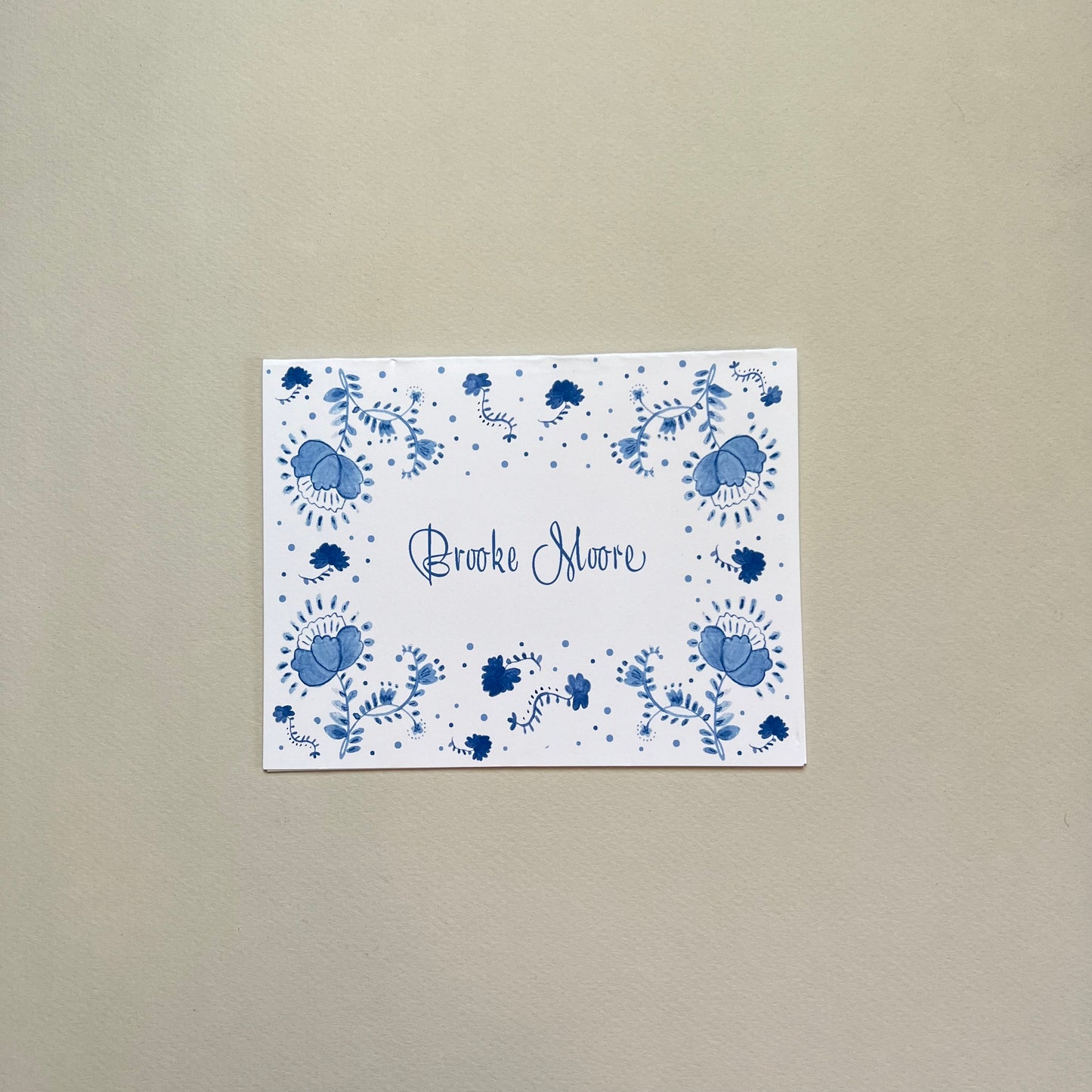 Blue Floral Foldover Note