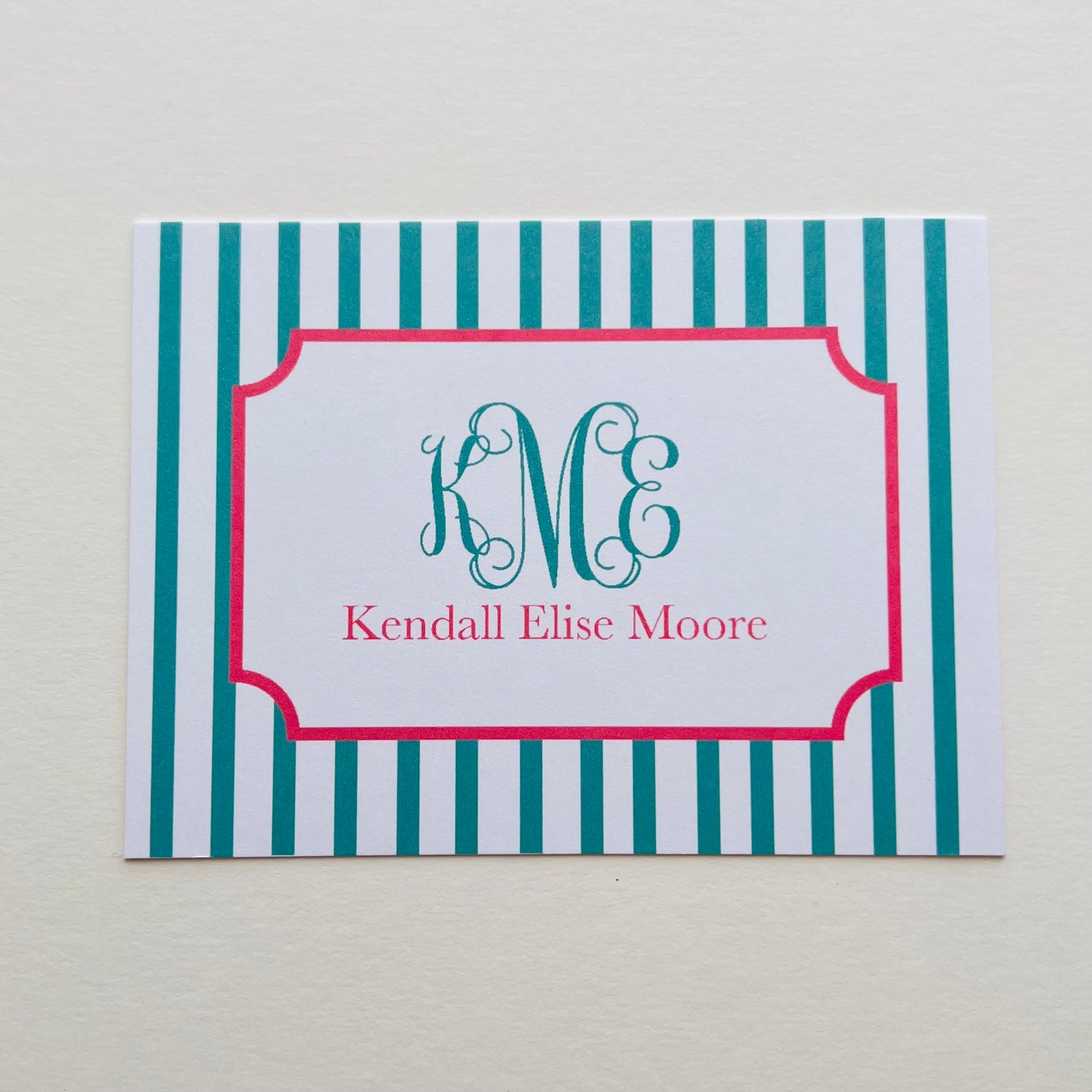 Script Monogram and Stripe Enclosure Card