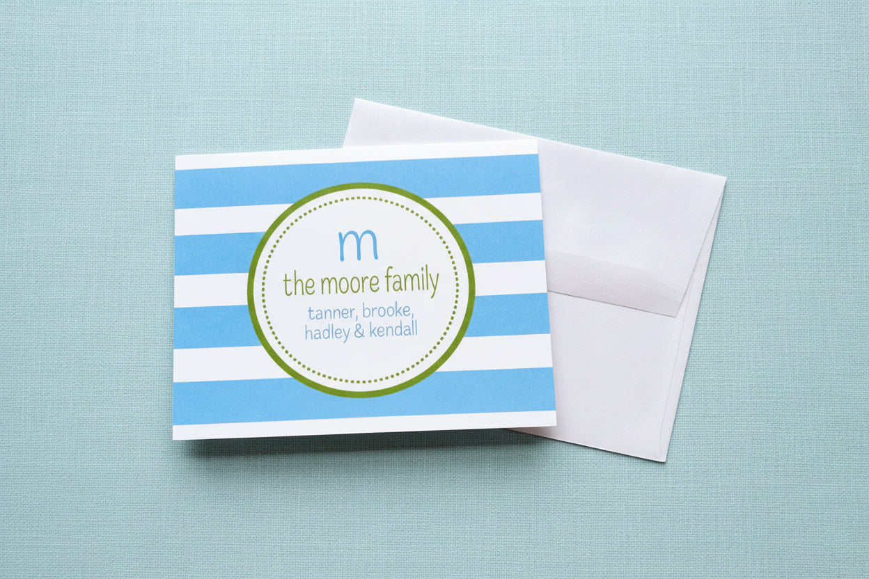 Blue and Green Stripe Foldover Note