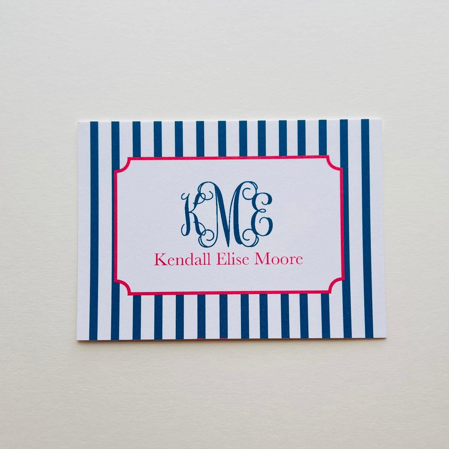 Script Monogram and Stripe Enclosure Card