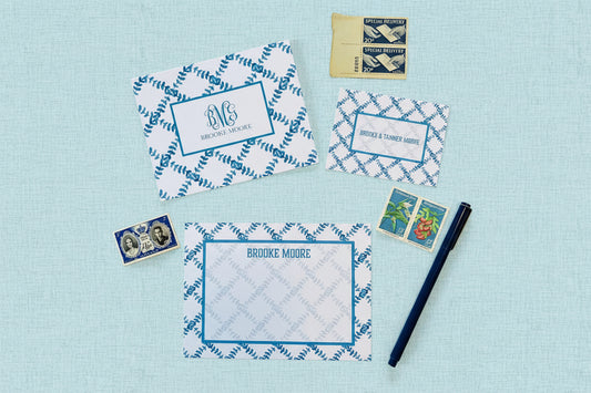 Blue Trellis Stationery Set