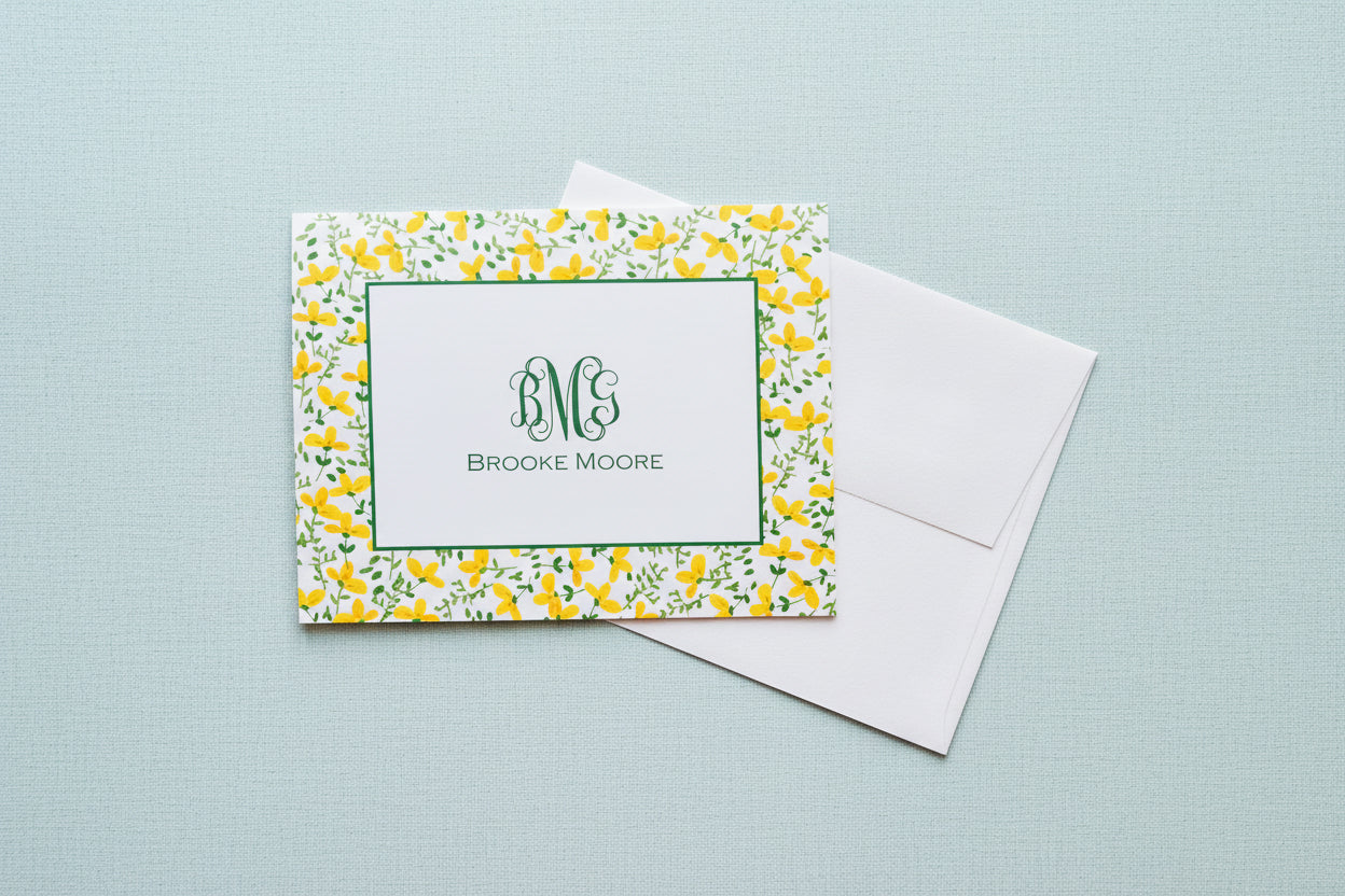 Yellow Floral Foldover Note