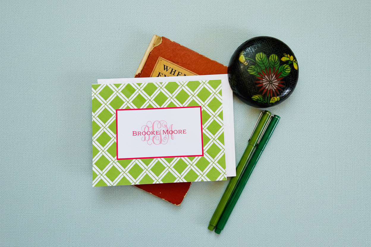 Green Bamboo Foldover Note