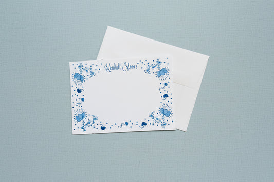 Blue Floral Stationery Set