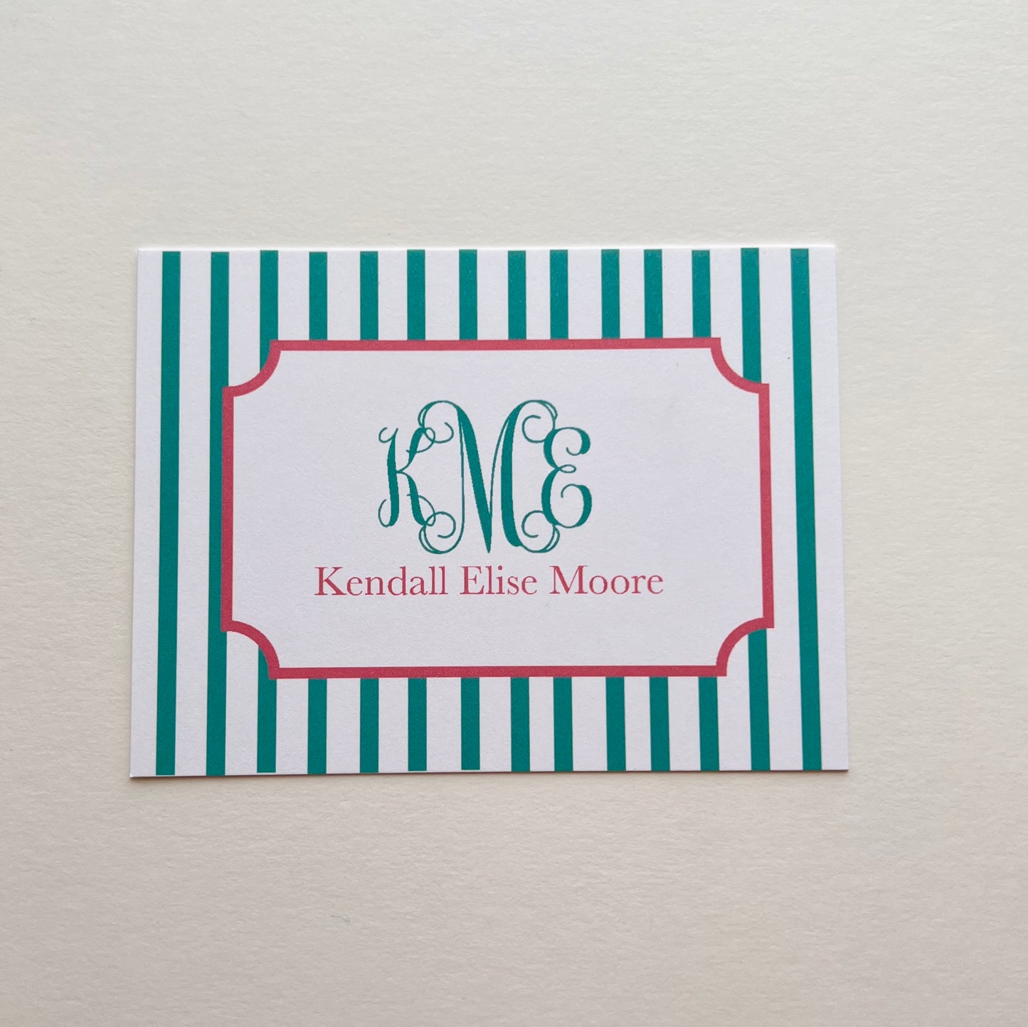 Script Monogram and Stripe Foldover Note