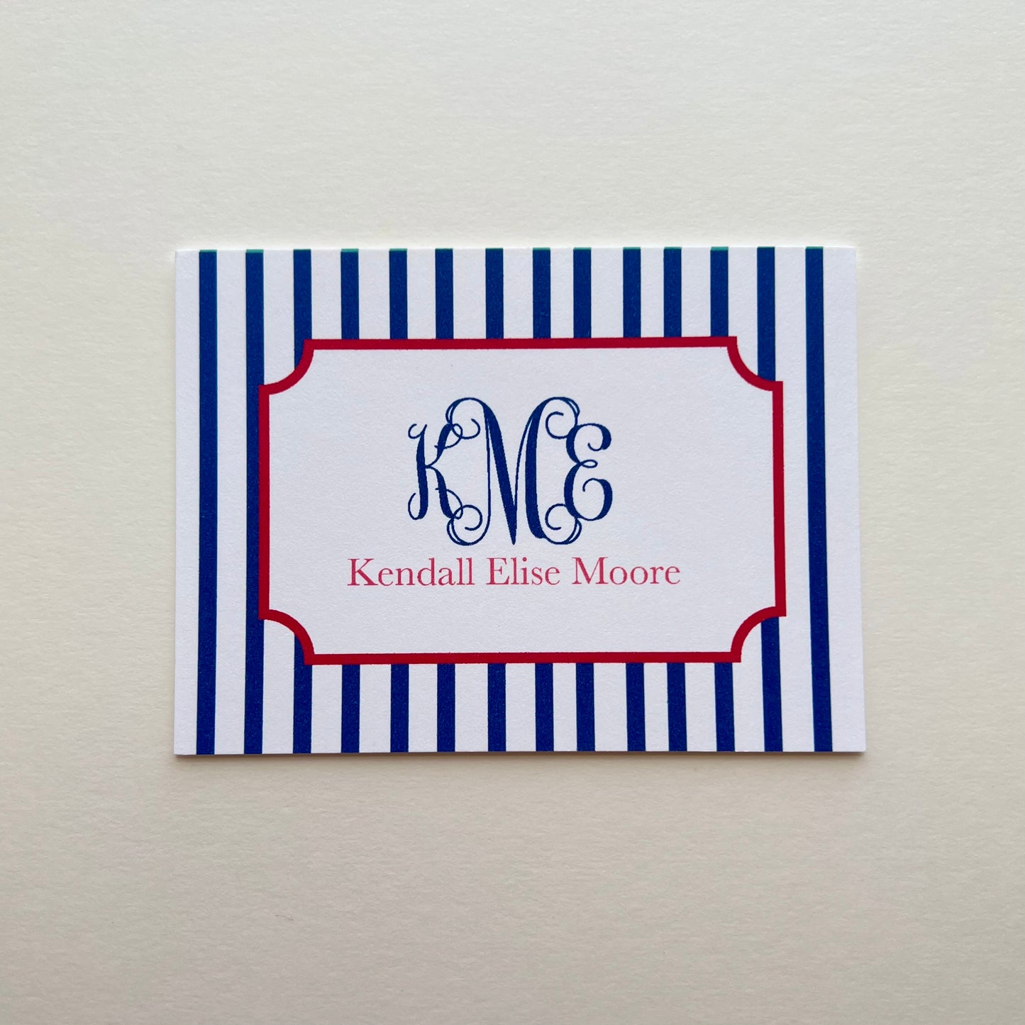 Script Monogram and Stripe Enclosure Card