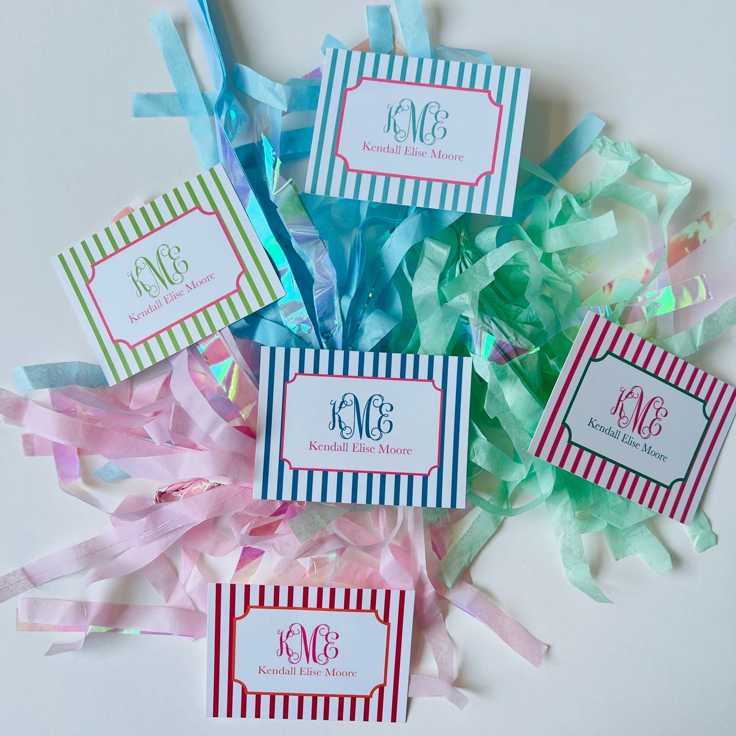 Script Monogram and Stripe Enclosure Card