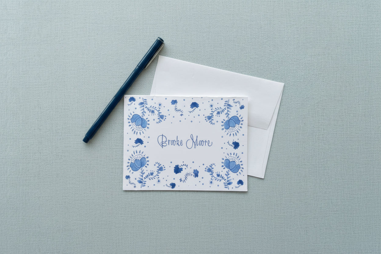 Blue Floral Stationery Set
