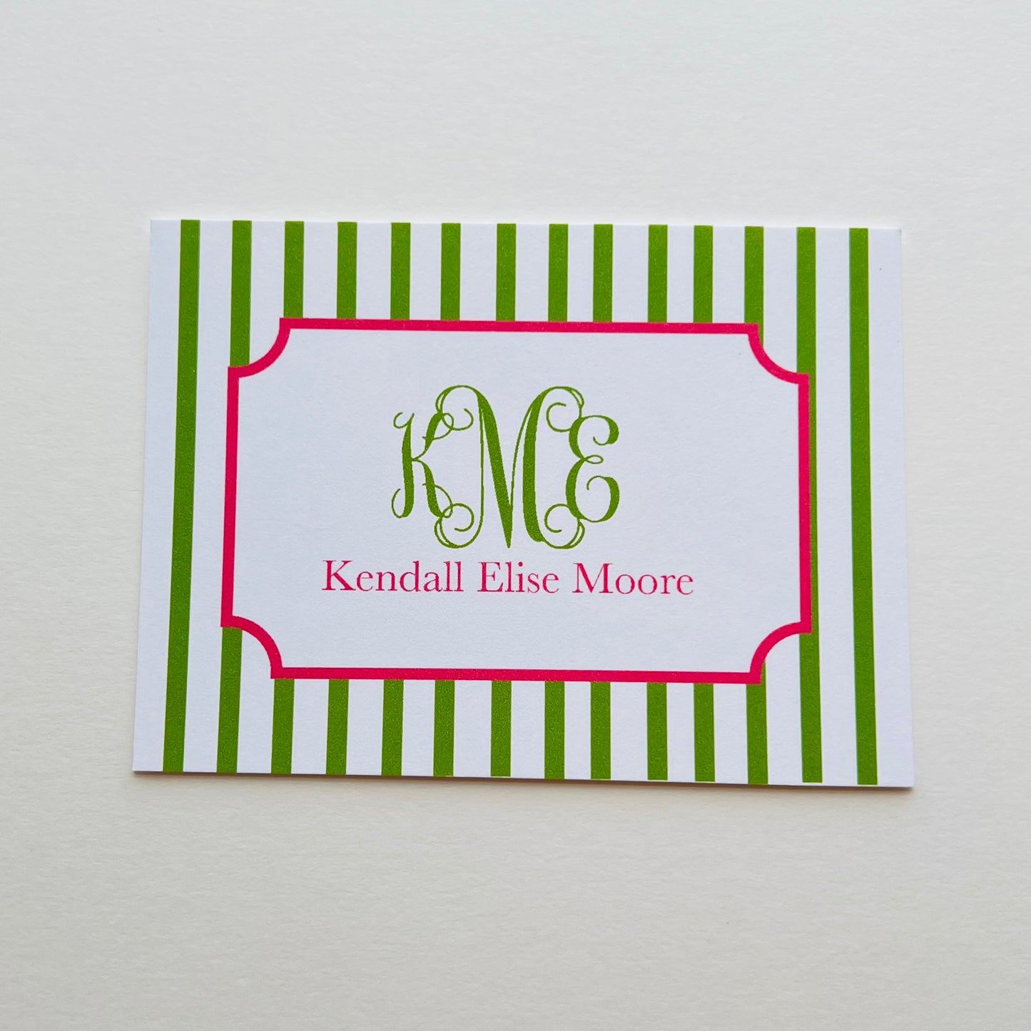 Script Monogram and Stripe Foldover Note