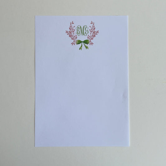 Pink Crest with Green Bow Notepad