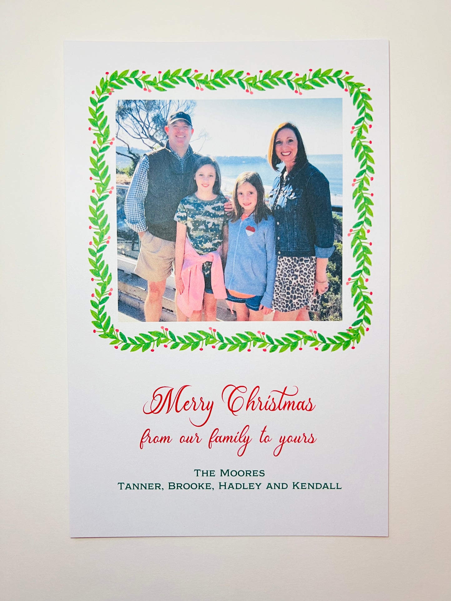 Green Swag Holiday Photo Card