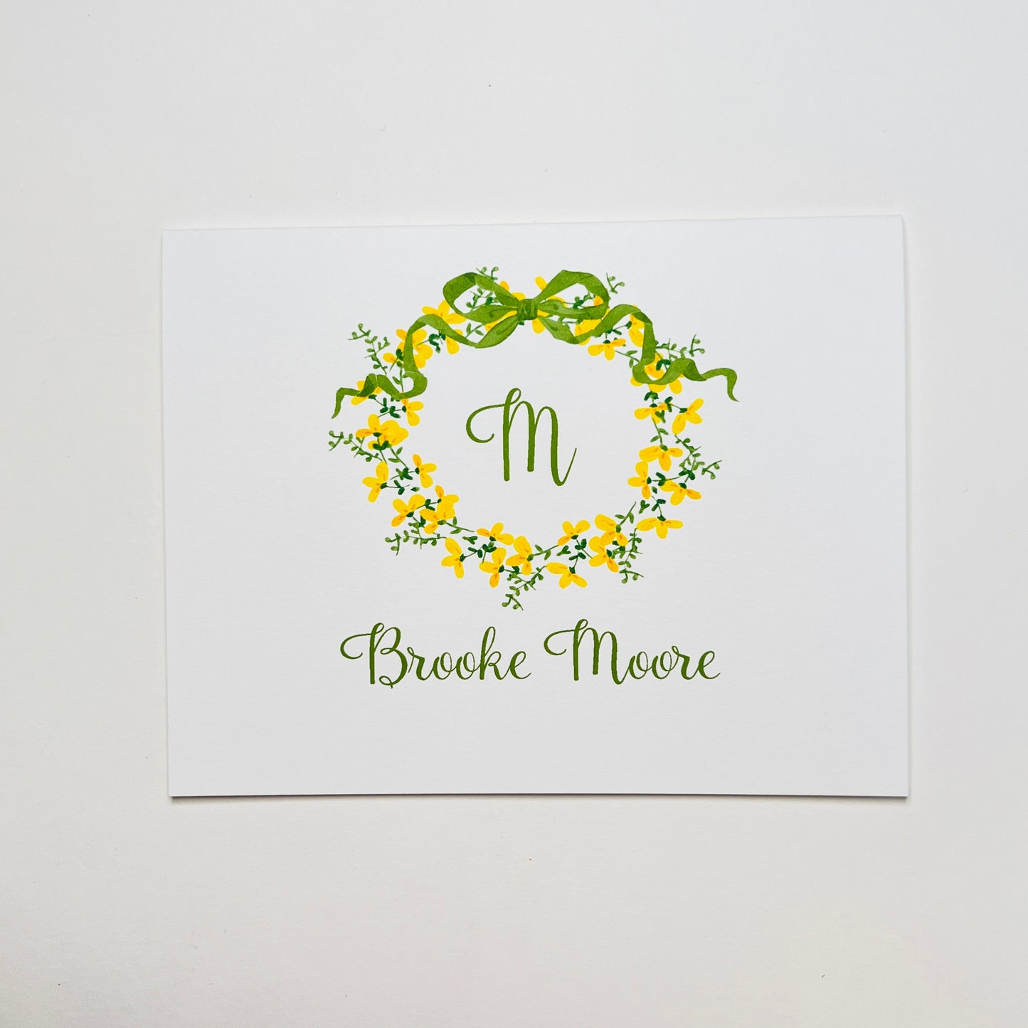 Yellow Floral Wreath Foldover Note