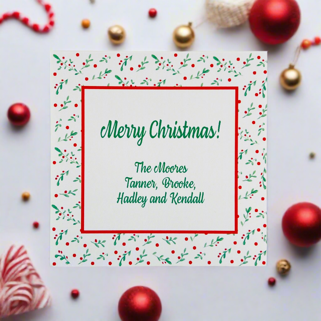 Christmas Sprigs and Berries Holiday Gift Sticker