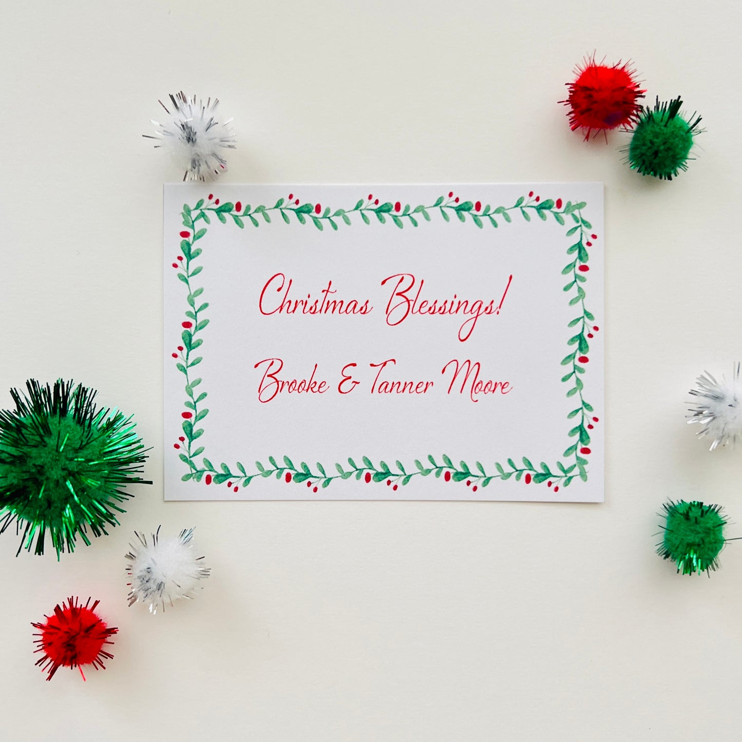 Christmas Berry Vine Border Holiday Enclosure Card