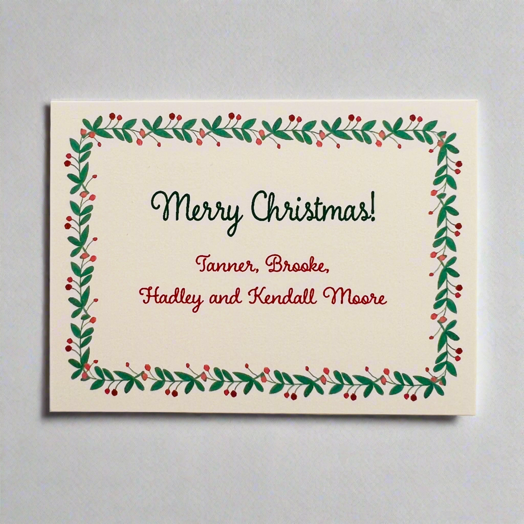 Christmas Berry Sprig Border Holiday Enclosure Card