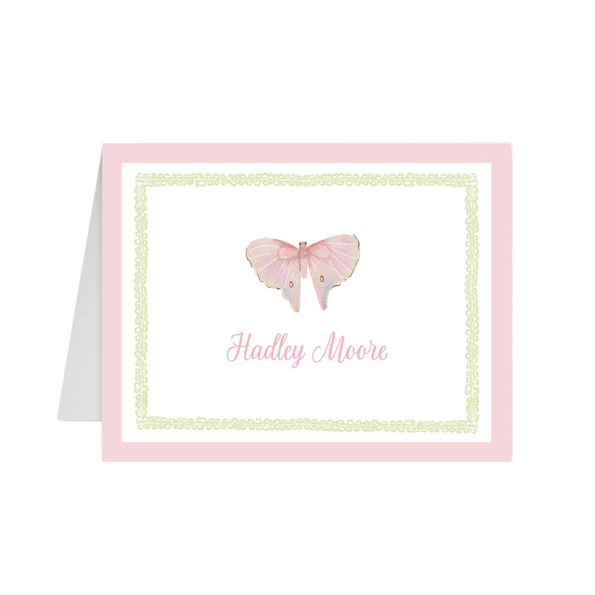 Pink and Green Butterfly Foldover Note