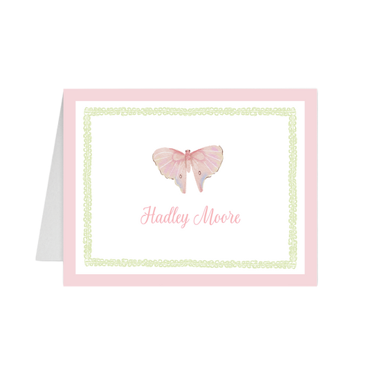 Pink and Green Butterfly Foldover Note