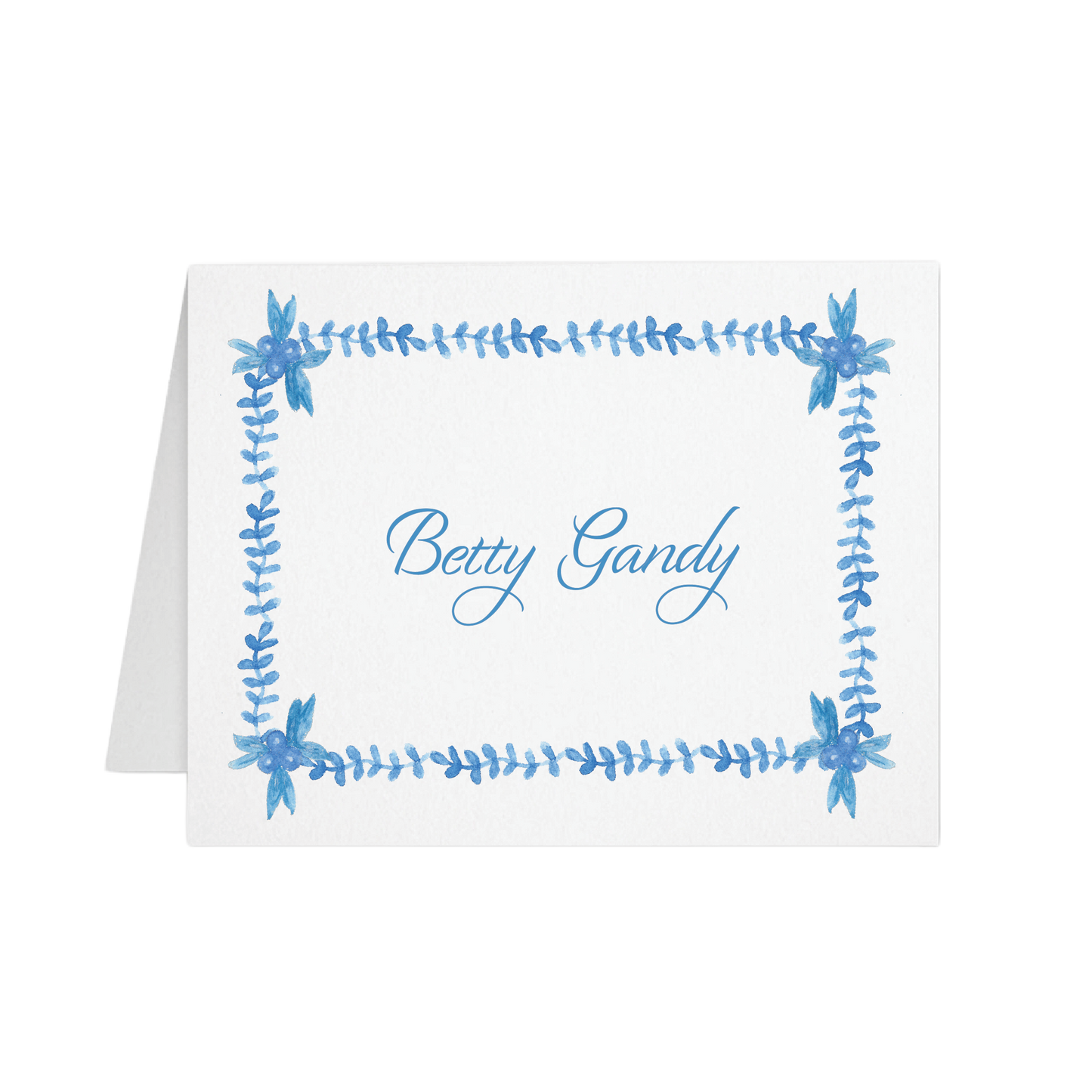 Blue Berry and Vine Foldover Note