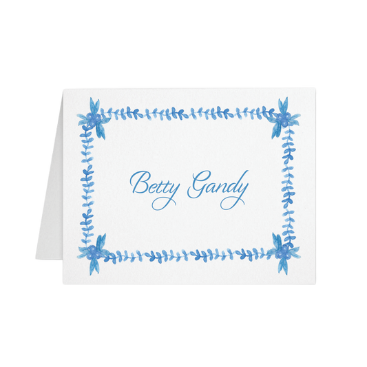 Blue Berry and Vine Foldover Note