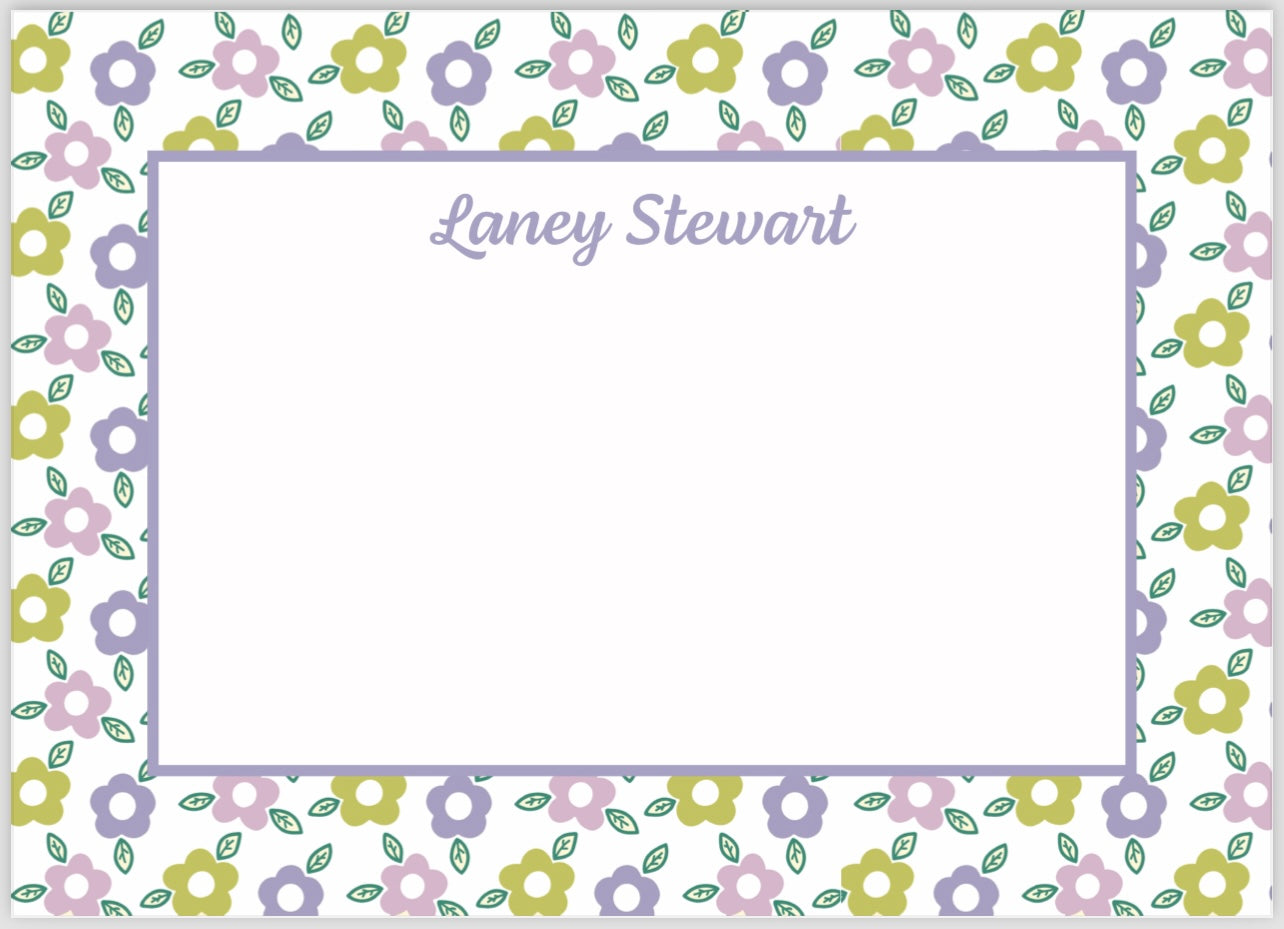 Purple and Green Flowers Correspondence Card