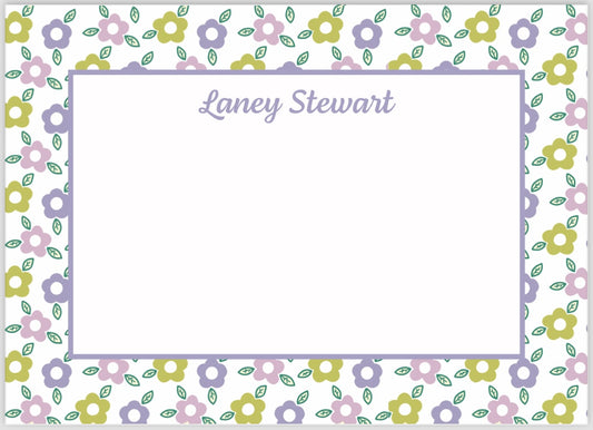 Purple and Green Flowers Correspondence Card