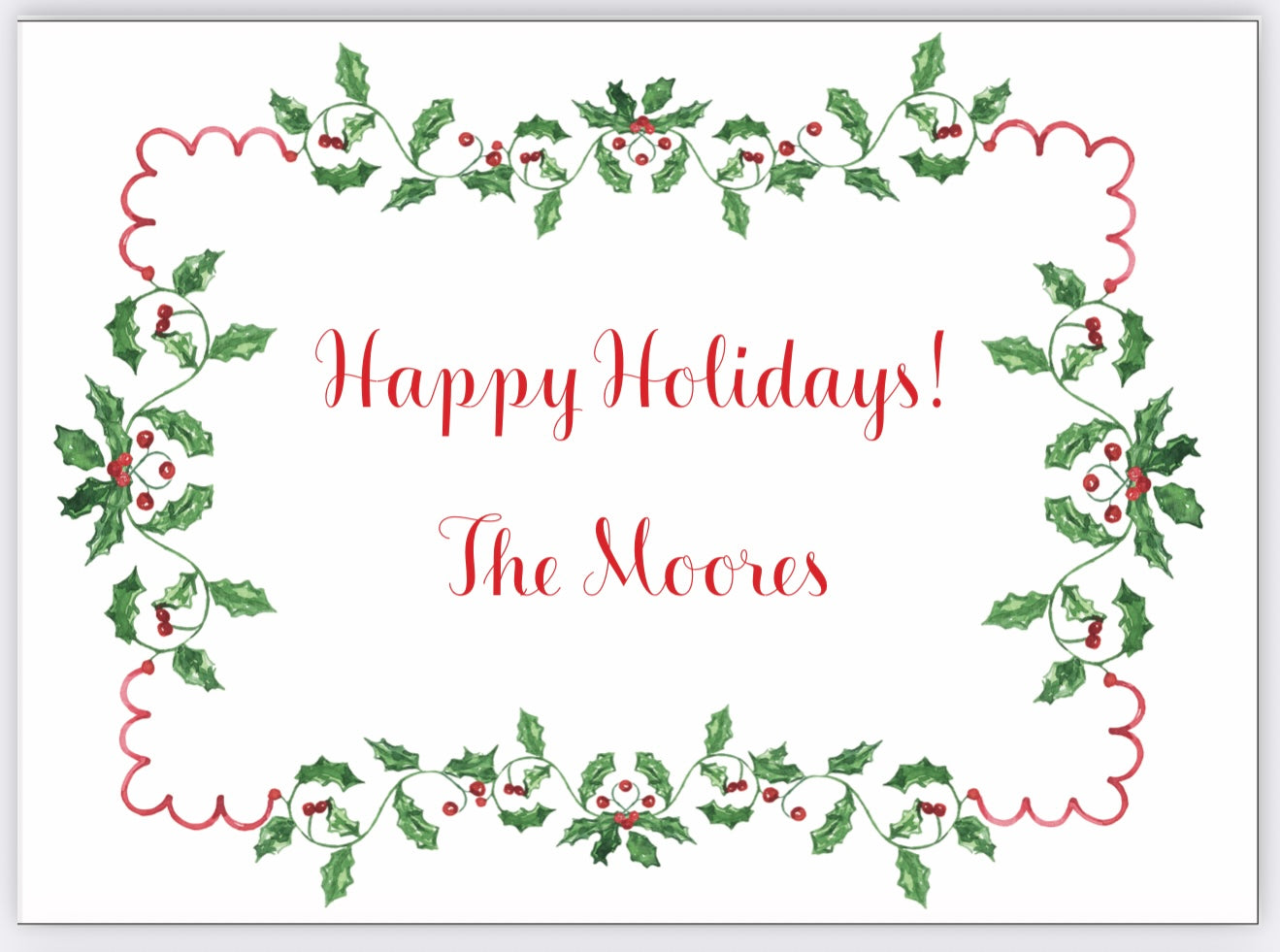 Scallop Holly Holiday Gift Enclosure Card
