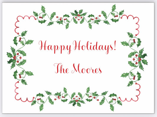 Scallop Holly Holiday Gift Enclosure Card