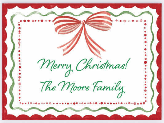 Wavy Scallop Bow Holiday Gift Enclosure Card