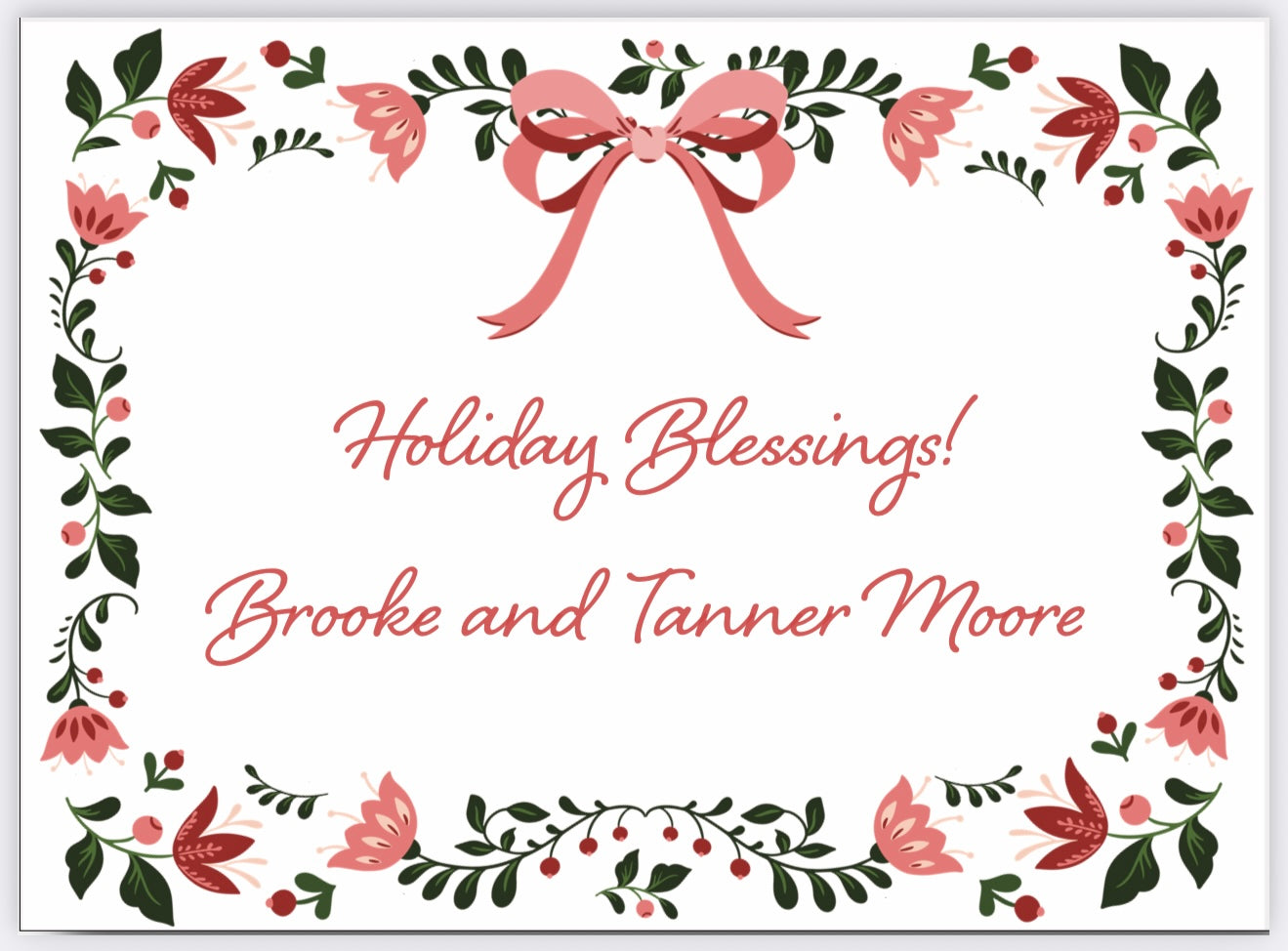 Christmas Floral Holiday Gift Enclosure Card