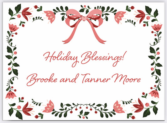 Christmas Floral Holiday Gift Enclosure Card