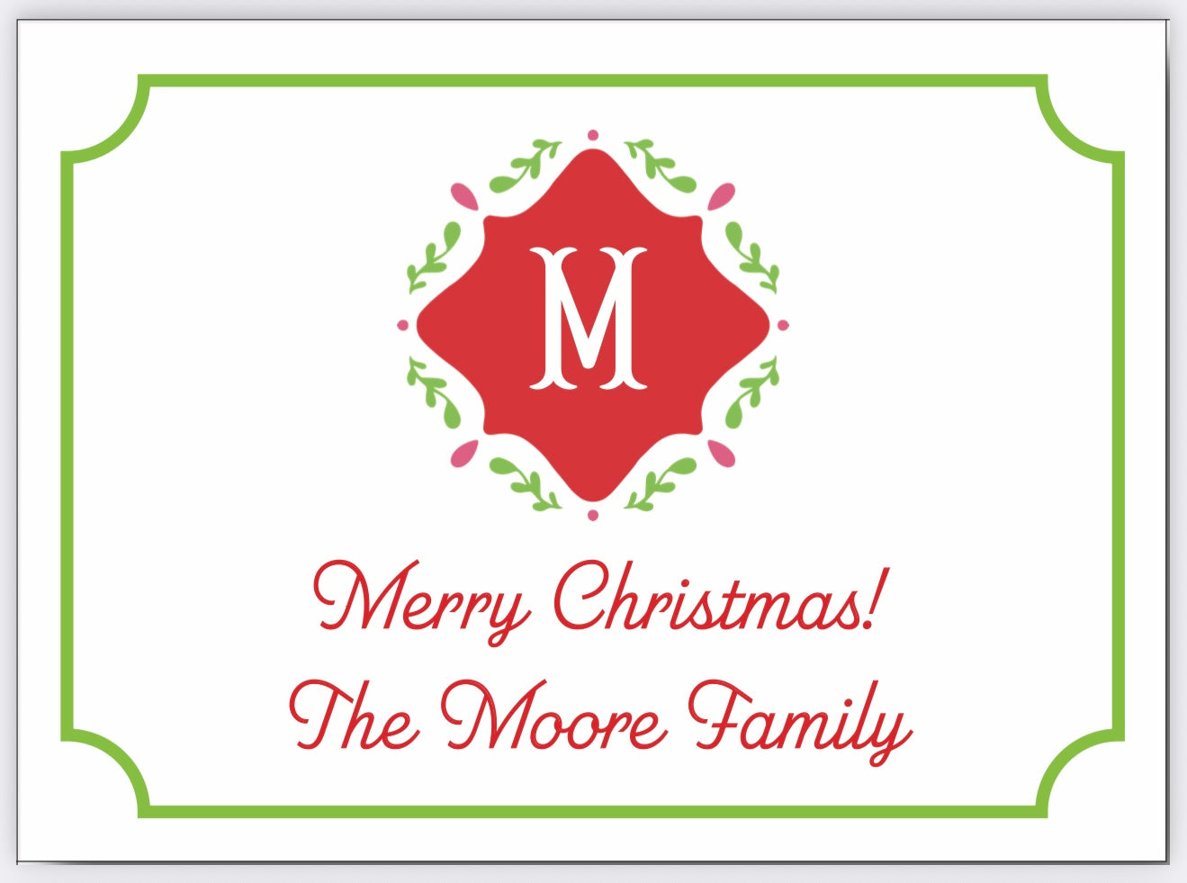 Festive Monogram Holiday Gift Enclosure Card