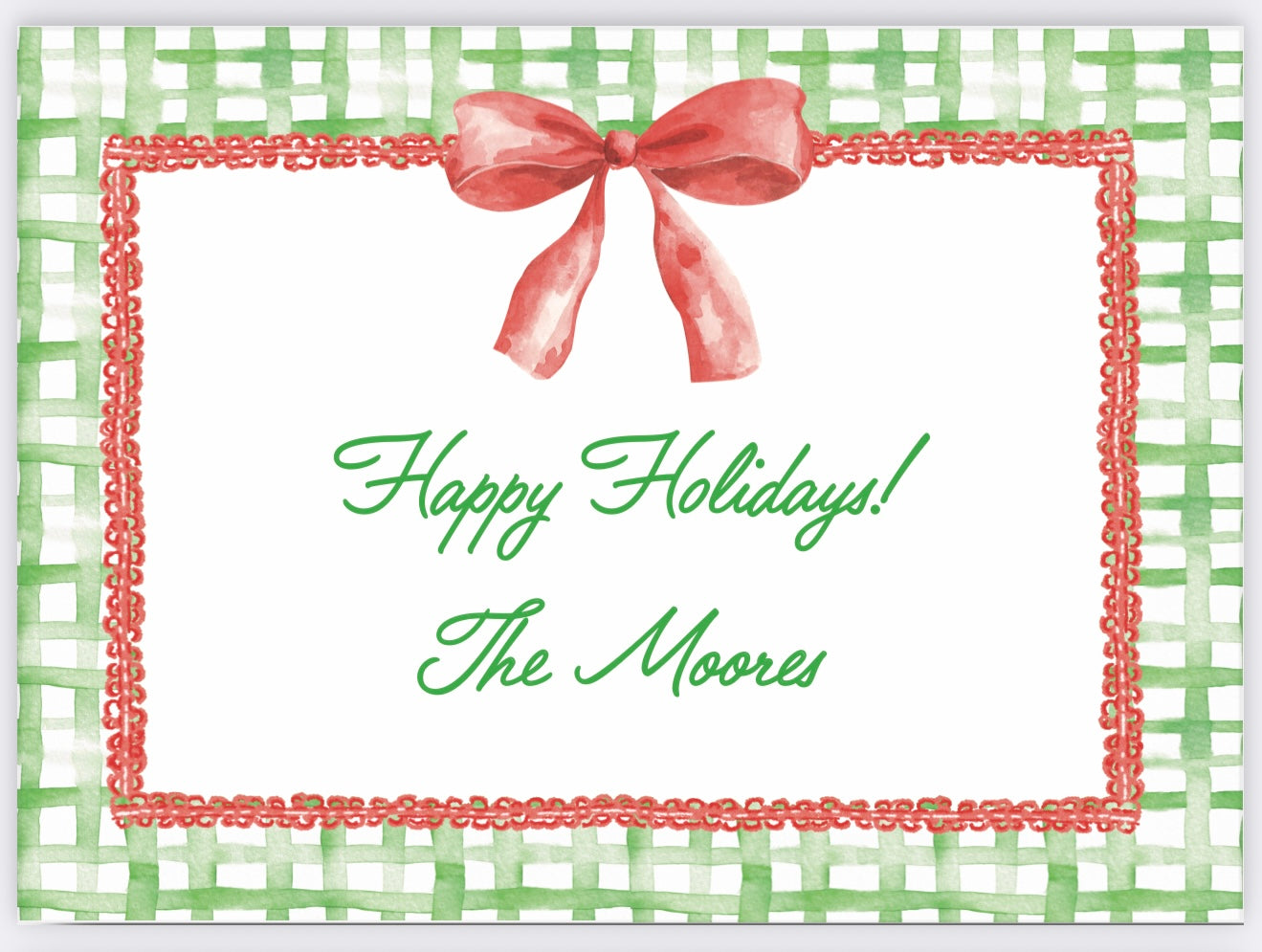Green Check Holiday Gift Enclosure Card