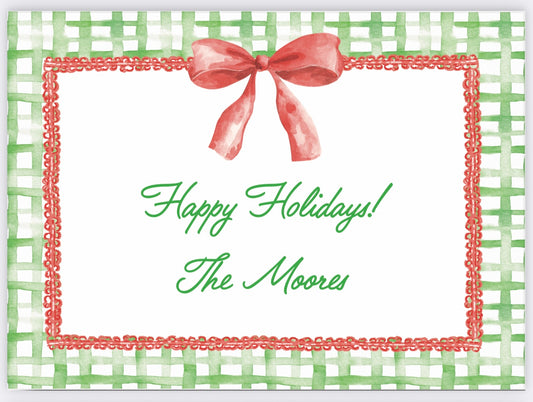 Green Check Holiday Gift Enclosure Card