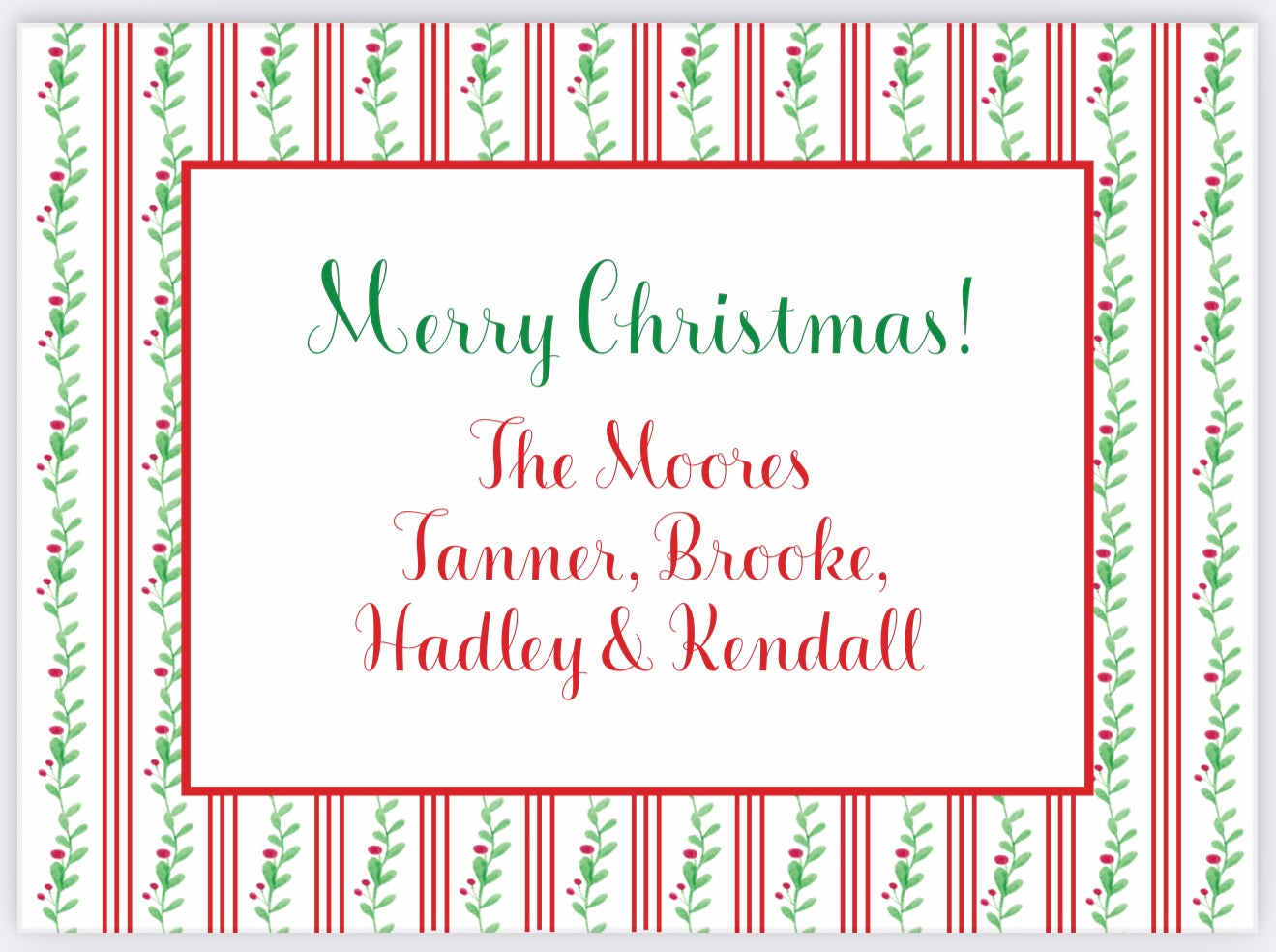 Berry Vine and Stripes Holiday Gift Enclosure Card