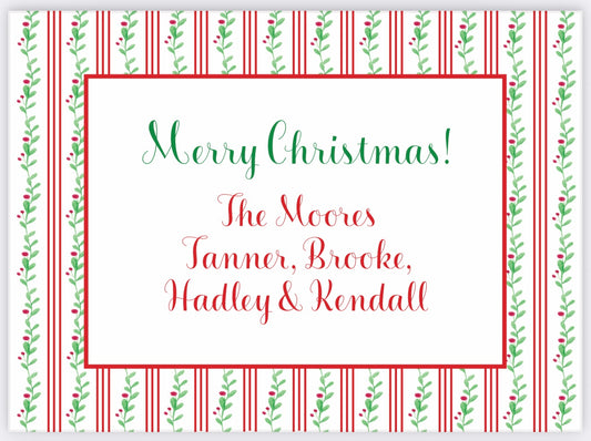 Berry Vine and Stripes Holiday Gift Enclosure Card