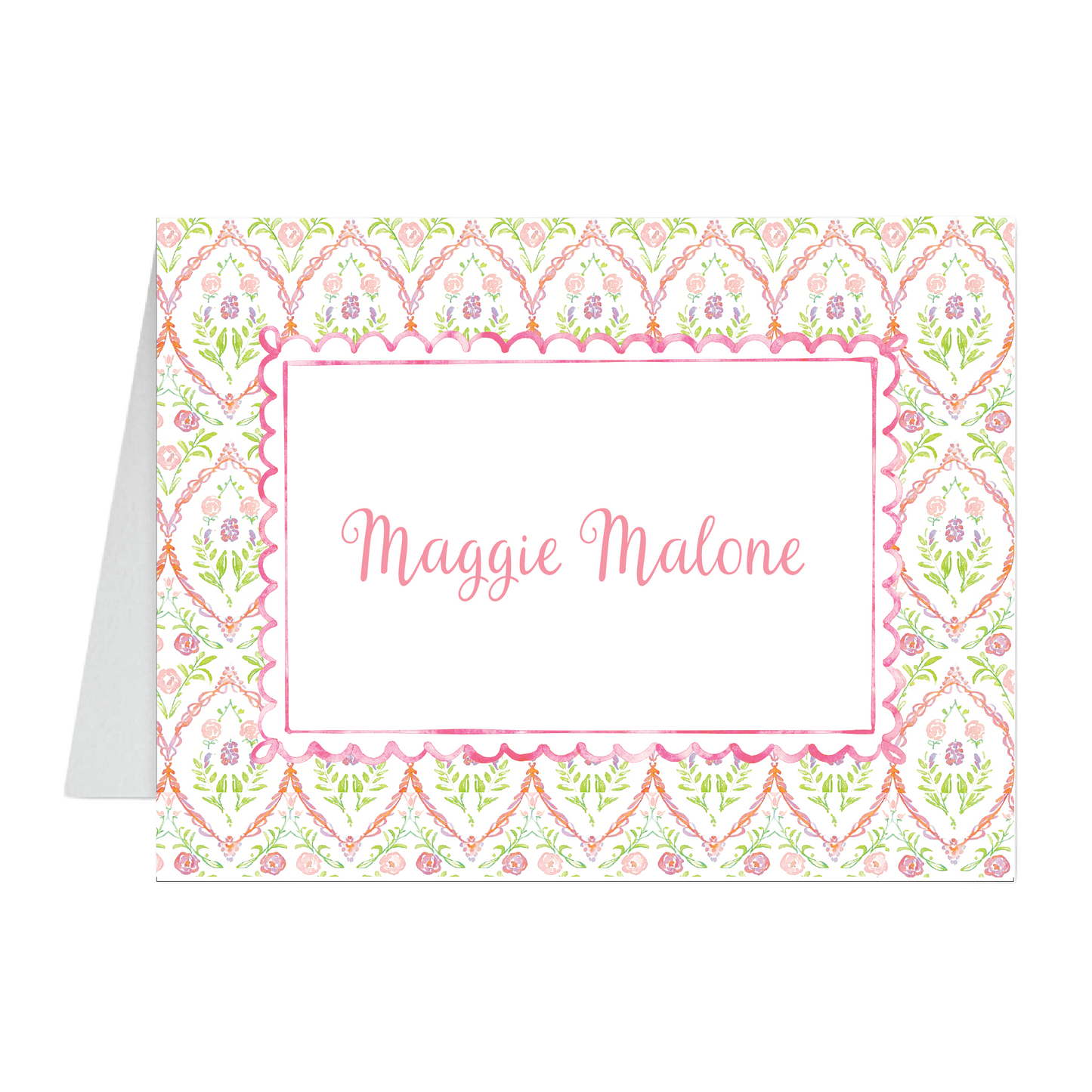 Pink Floral Scallop Foldover Note