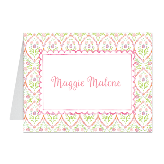 Pink Floral Scallop Foldover Note