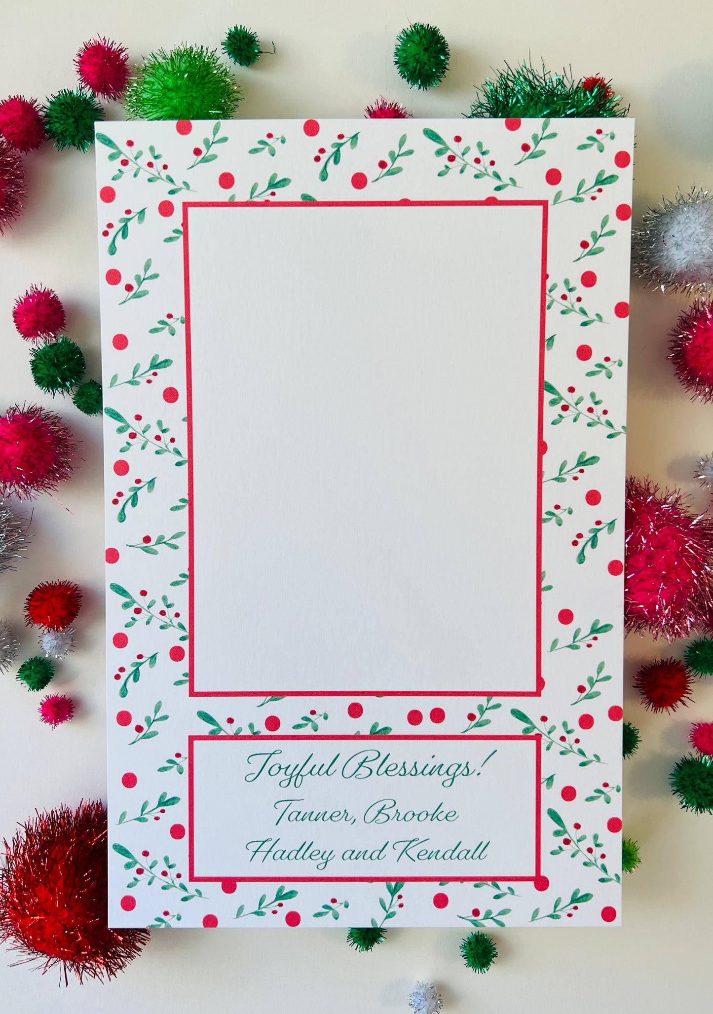 Christmas Sprig and Dots Holiday Photo Card