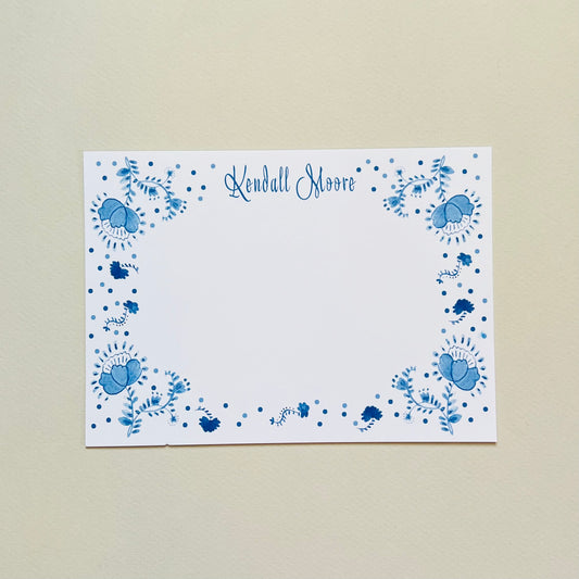 Blue Floral Correspondence Card