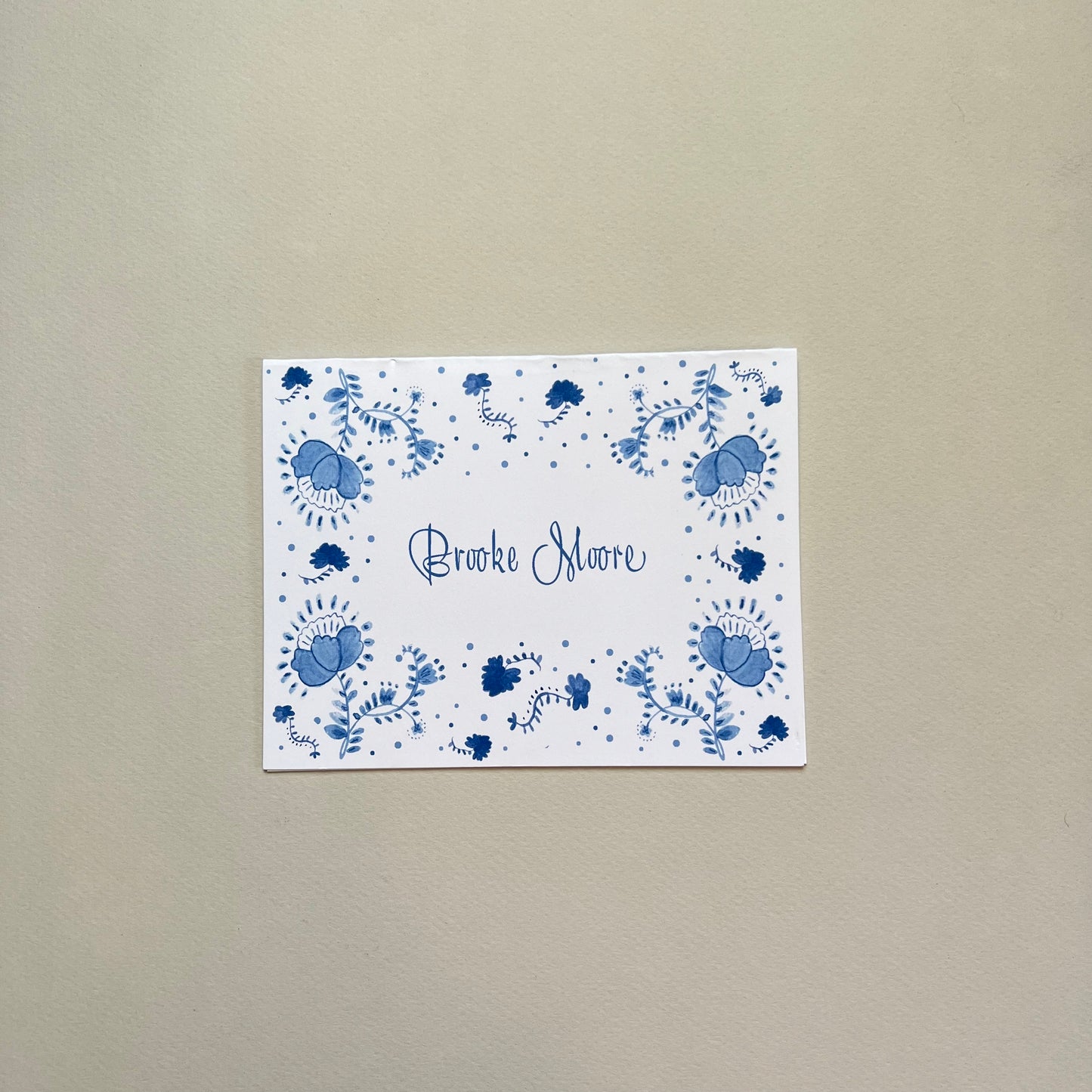 Blue Floral Foldover Note