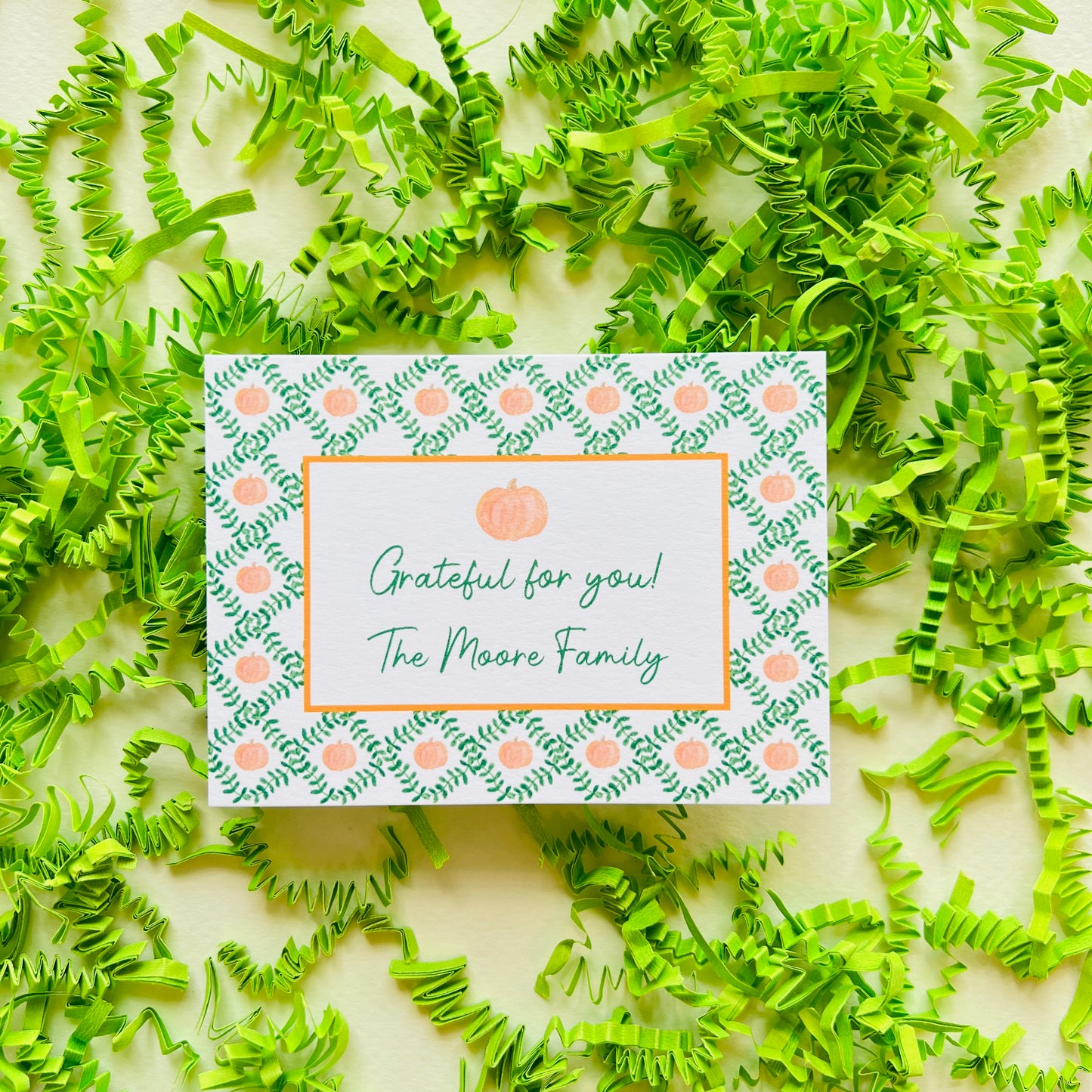 Green Trellis with Pumpkin Gift Enclosure Card