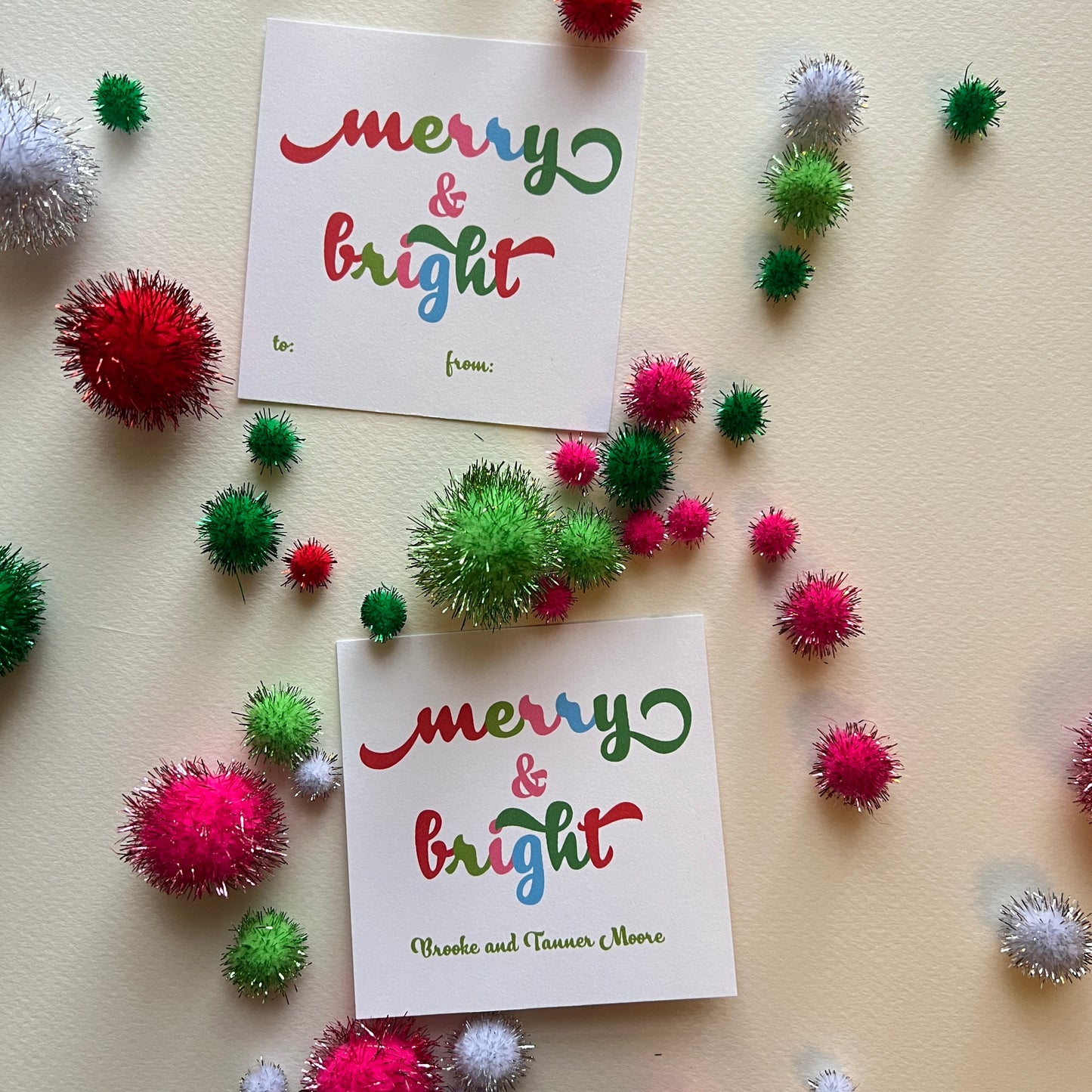 Merry and Bright Holiday Gift Sticker