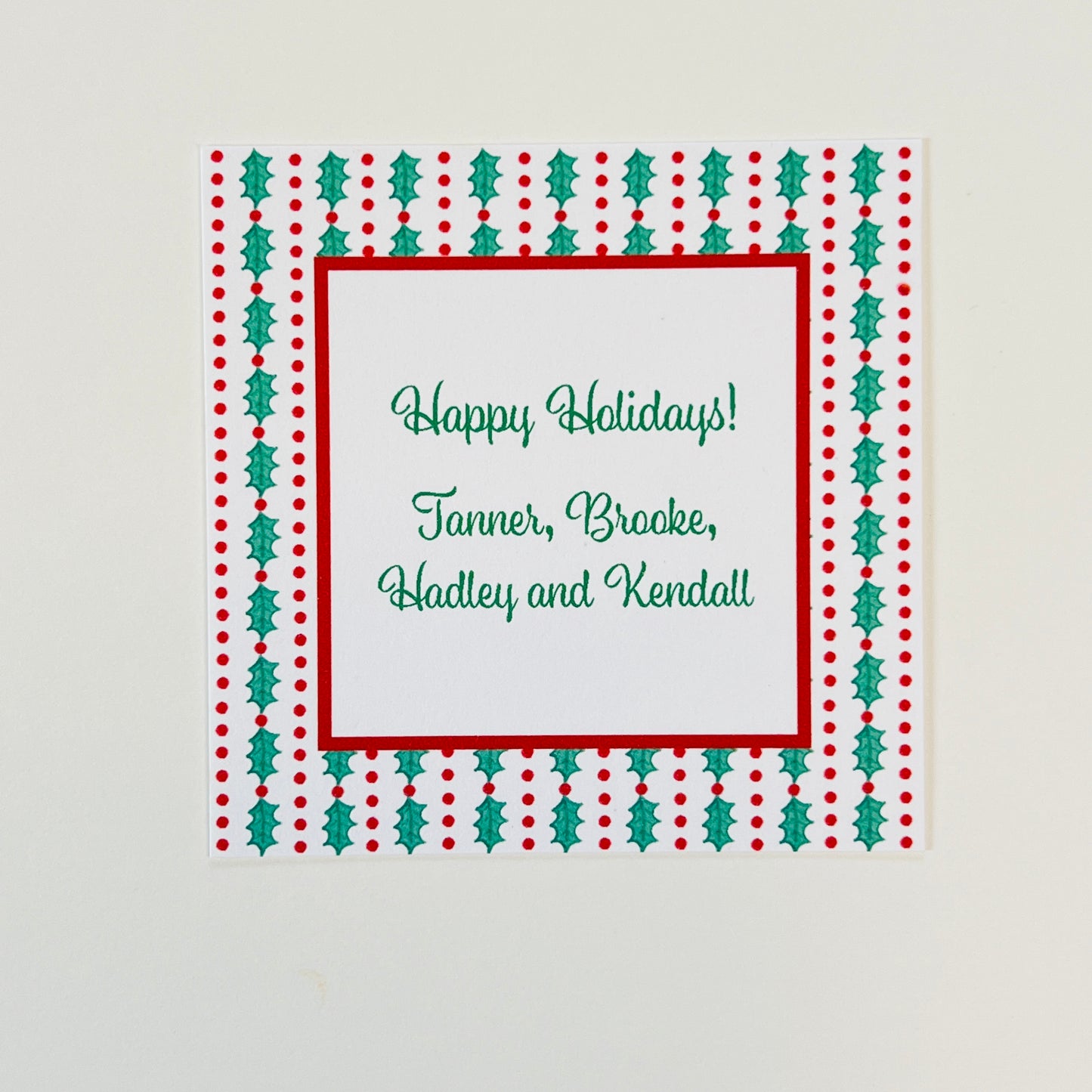 Holly and Dot Stripes Holiday Gift Sticker