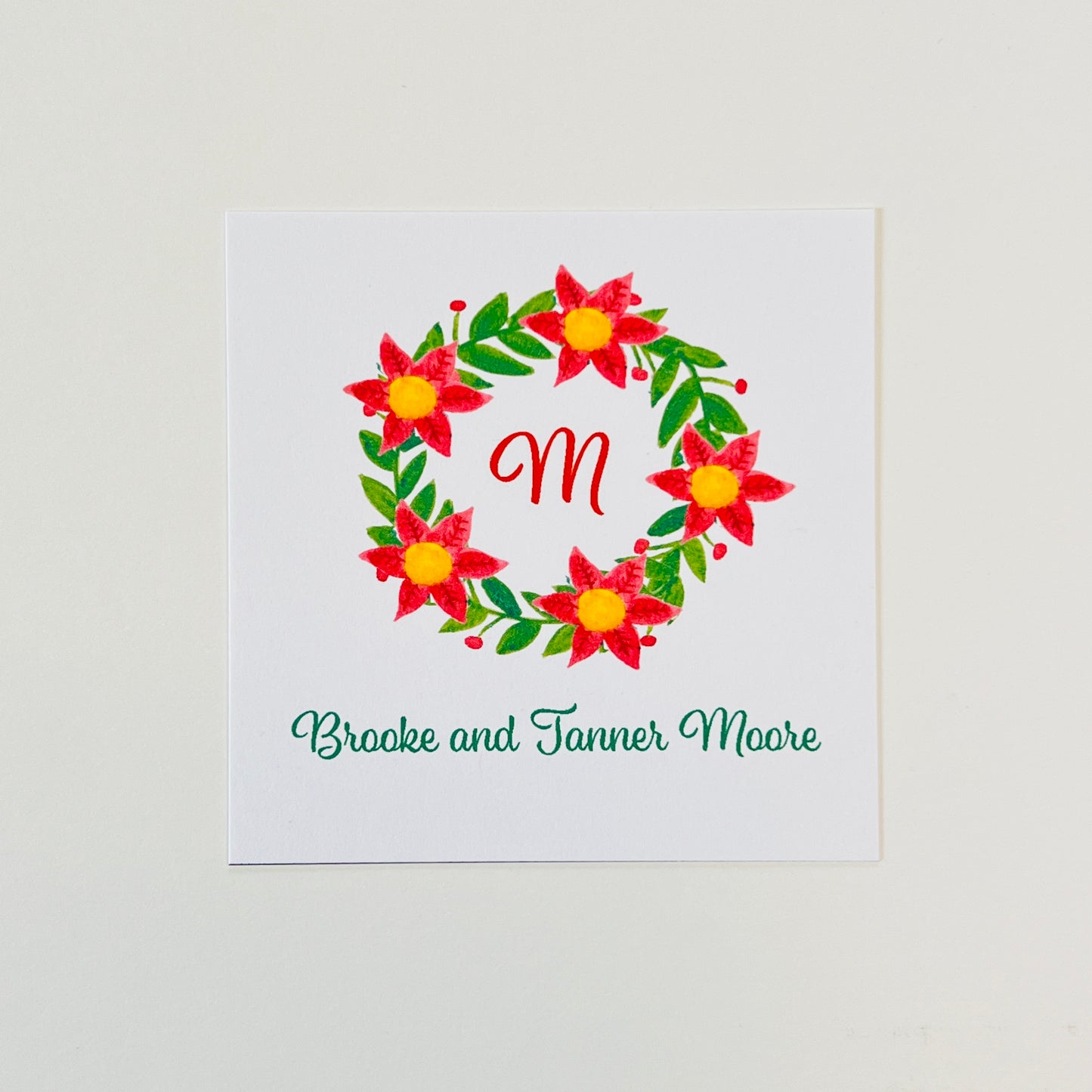 Poinsettia Wreath Holiday Gift Sticker