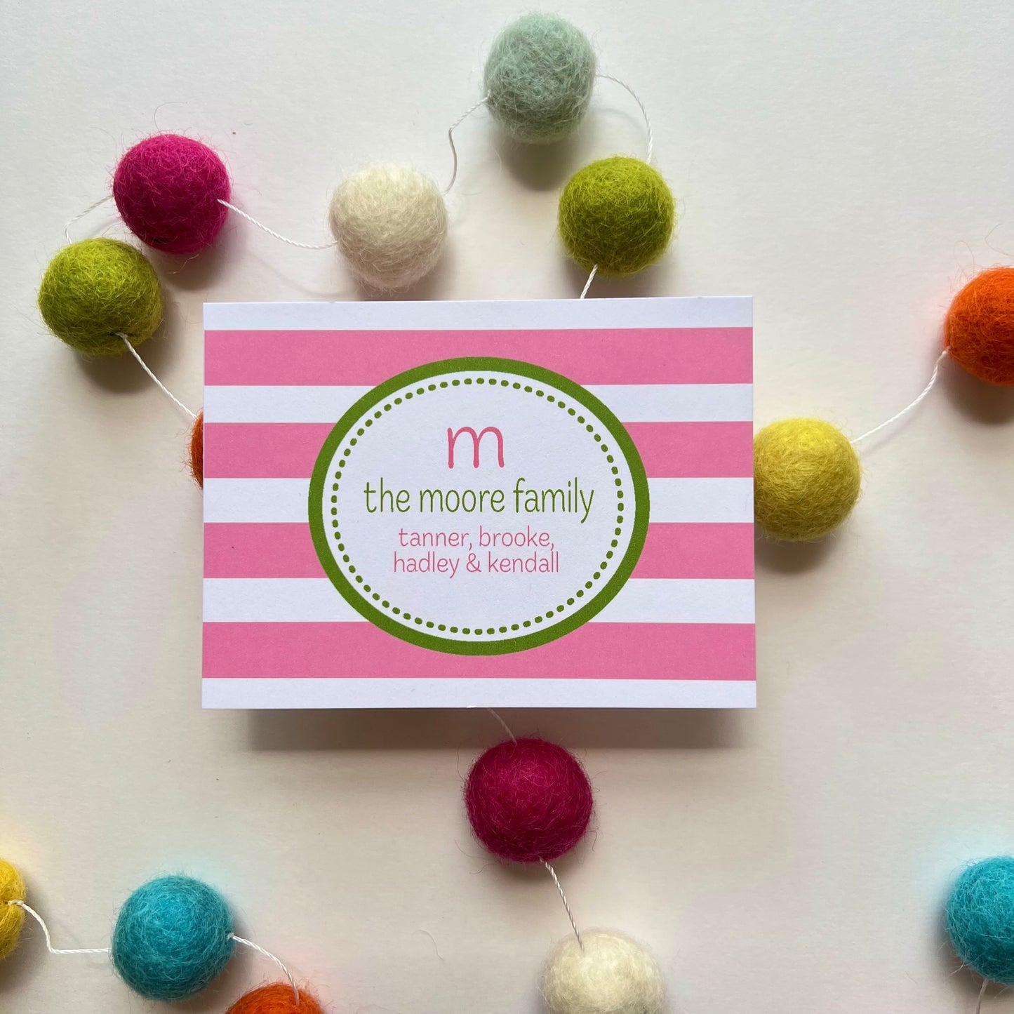 Pink and Green Stripe Gift Enclosure Card