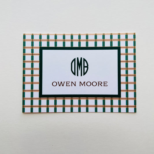 Circle Monogram Plaid Gift Enclosure Card